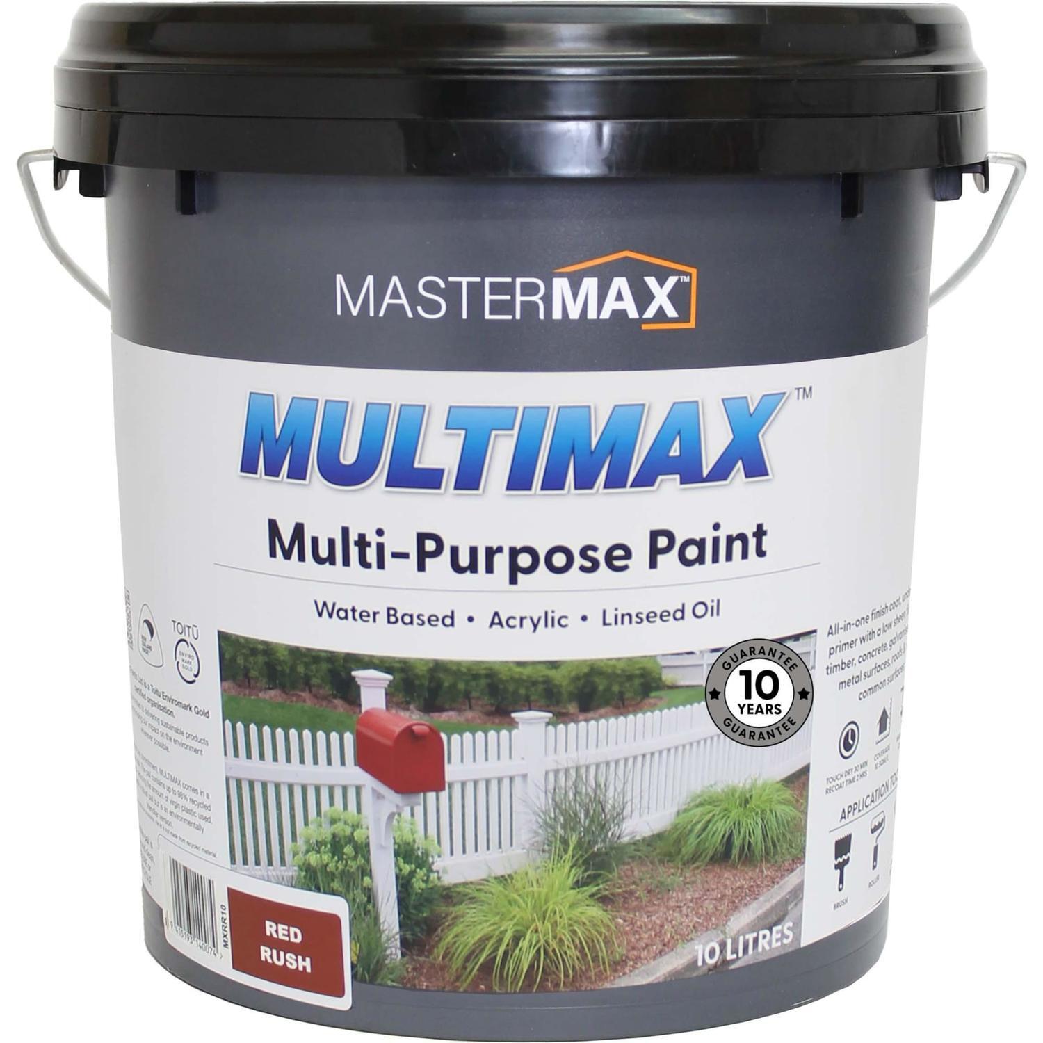 Multi-Purpose Paint Water Based Acrylic and Linseed Oil 10L Red Rush