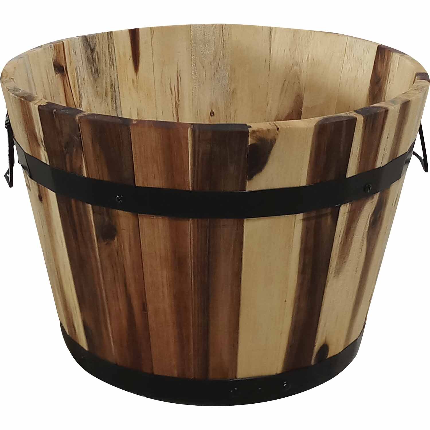Round Acacia Wooden Barrel