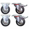 Rubber Castor Set 100mm Pack of 4 Silver