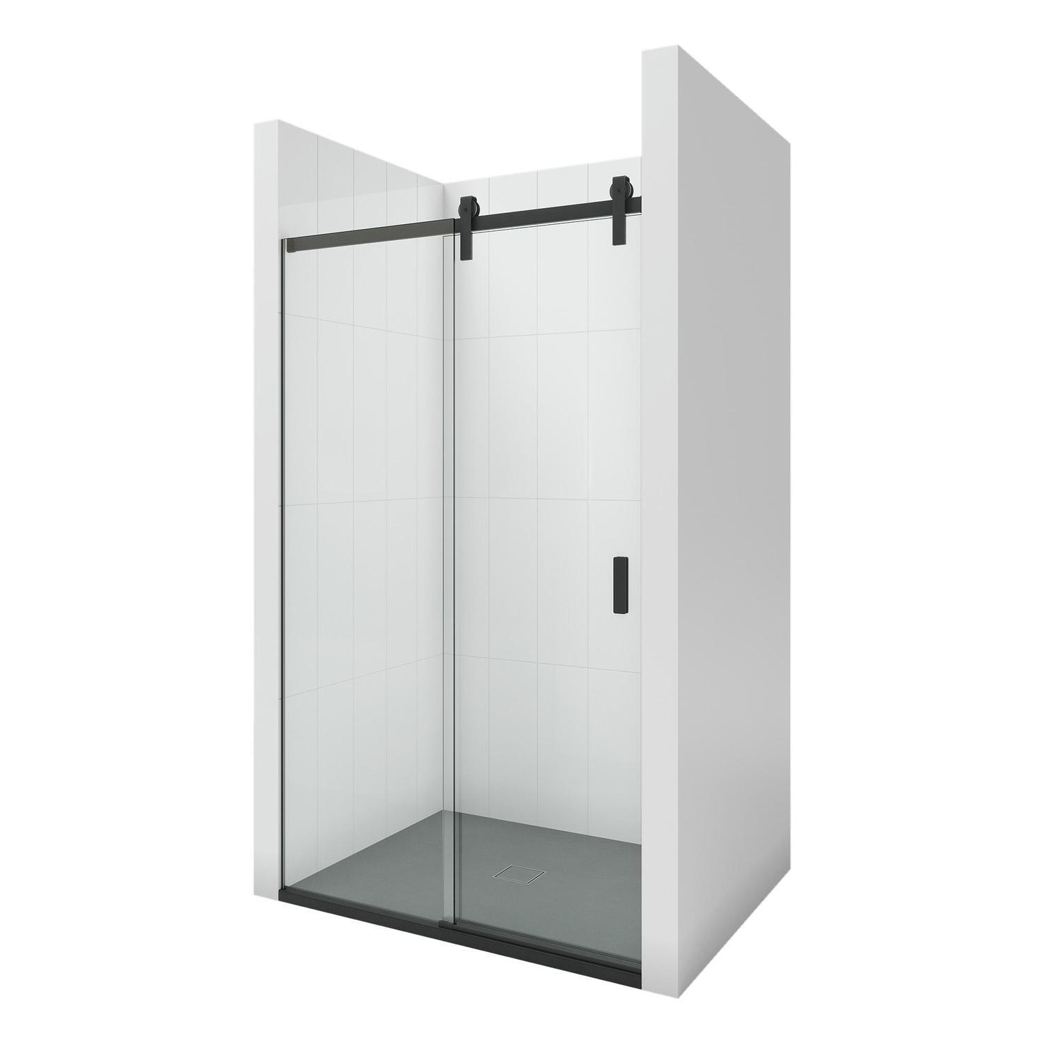 1200 x 900mm 3-Wall Black Tray, Ellure Walls and Matte Black Sliding Screen Package