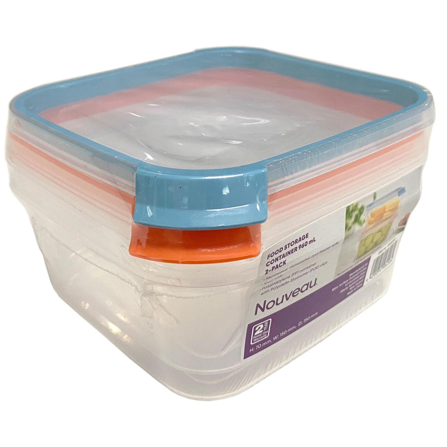 Food Storage Container Square 960ml 2 Pack