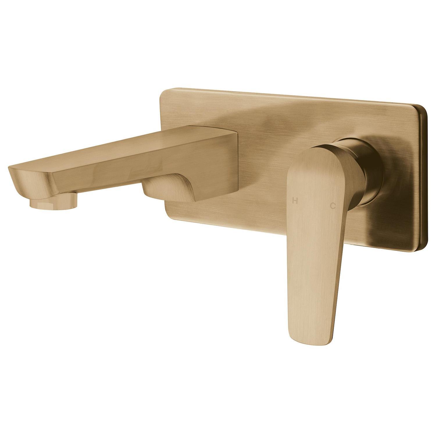 Wall Mounted Basin Mixer Brushed Brass