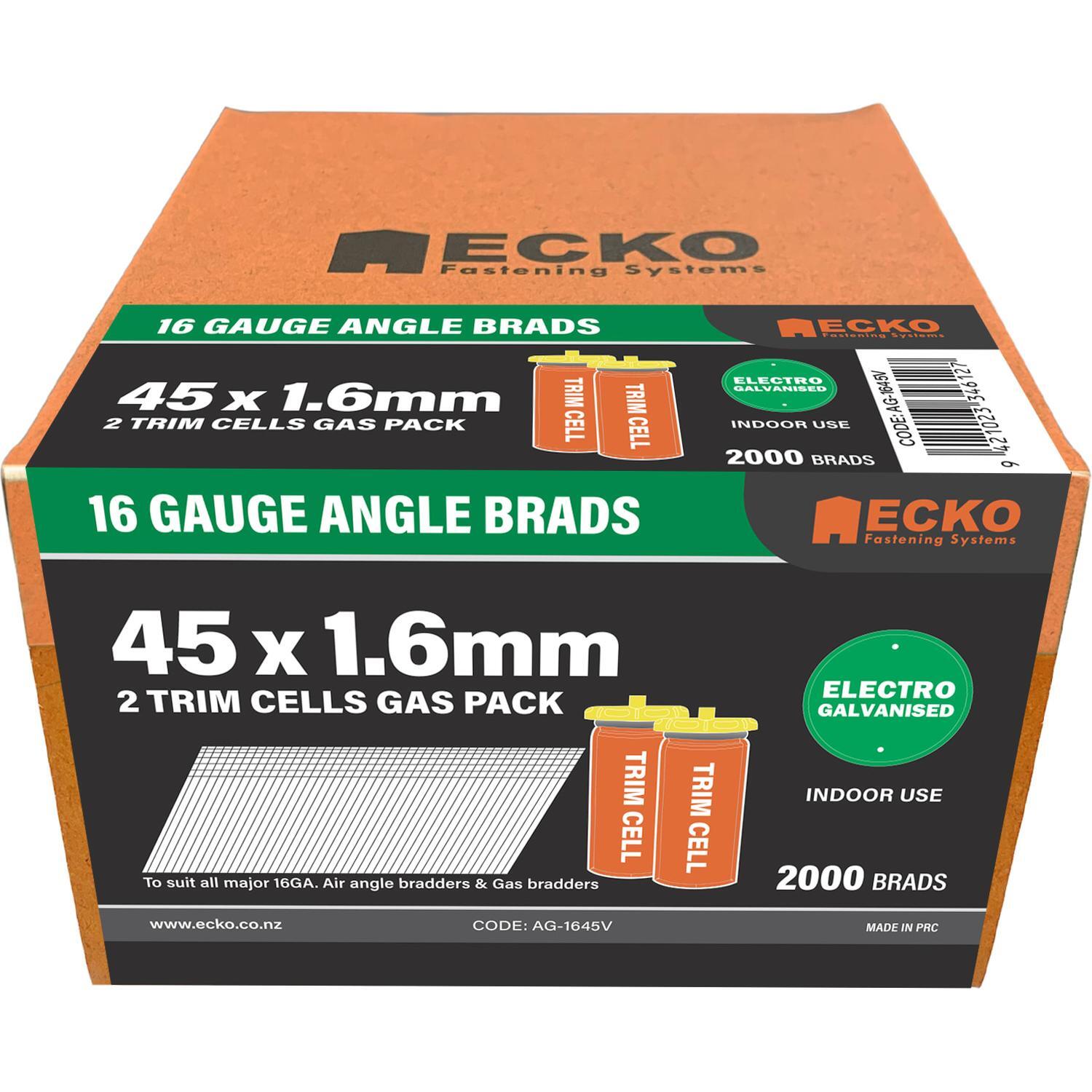 16 Gauge Angle Brads Gas Pack