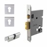 Rollerlock Kit Square 57mm backset, 78mm case size Satin Chrome