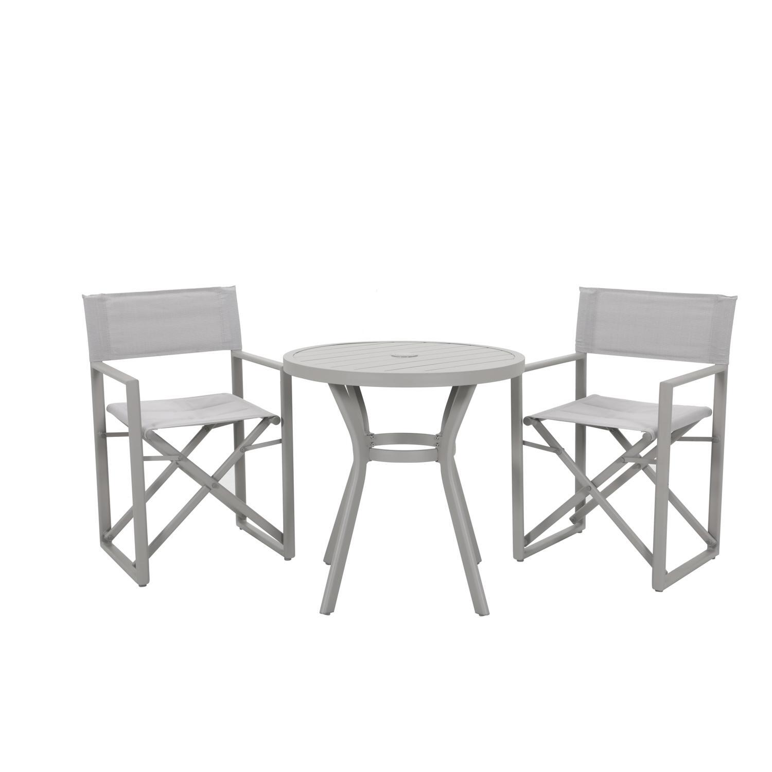 Outdoor Café Setting 3 Piece 720mm Bistro Directors Chairs