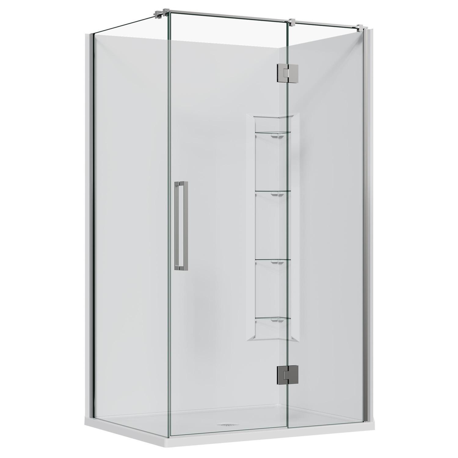 2 Sided Frameless Hinged Corner Mould Acrylic Shower RH 1200 x 915 x 1990mm Chrome