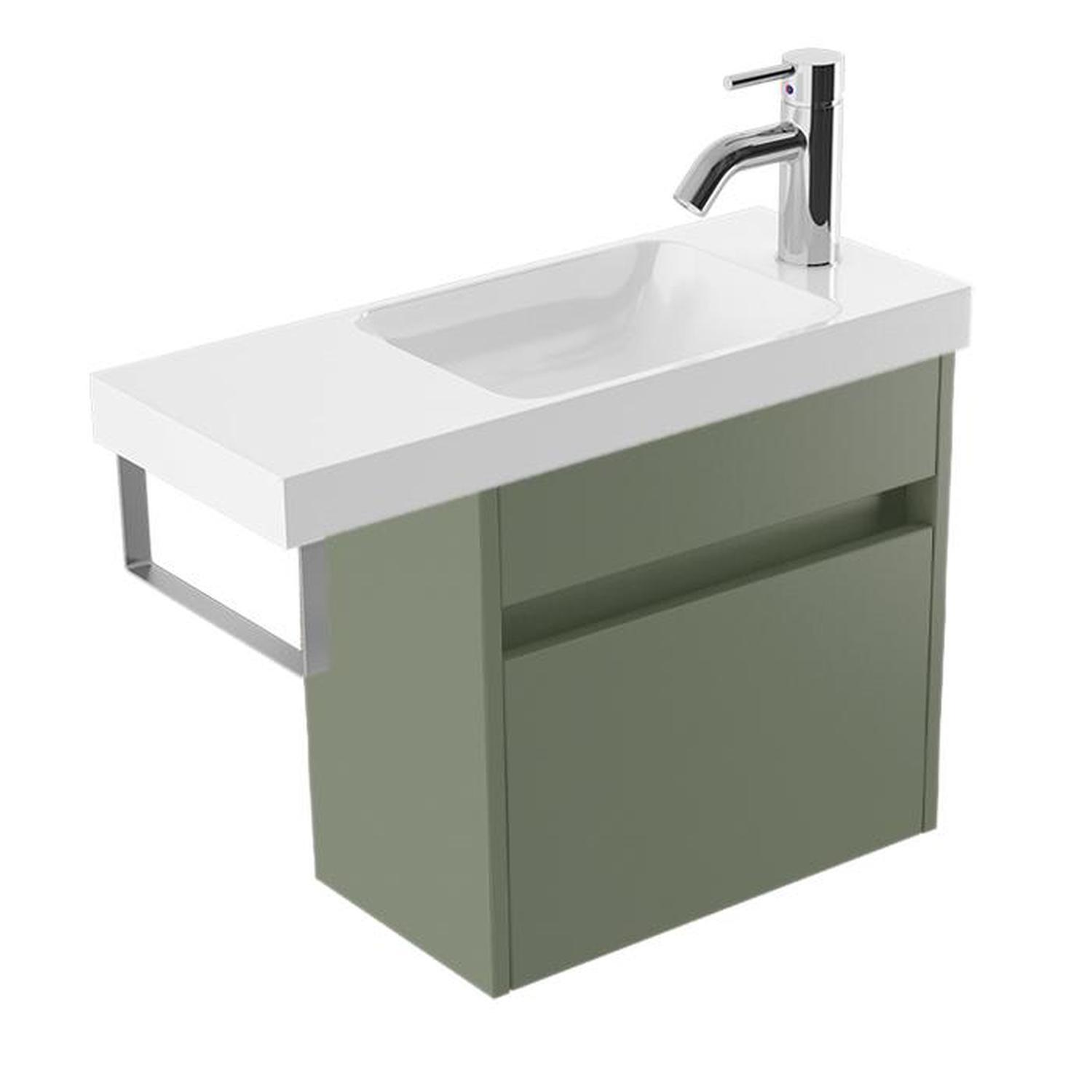 Wall Vanity 600mm Green Slate Brushed Nickle Rail