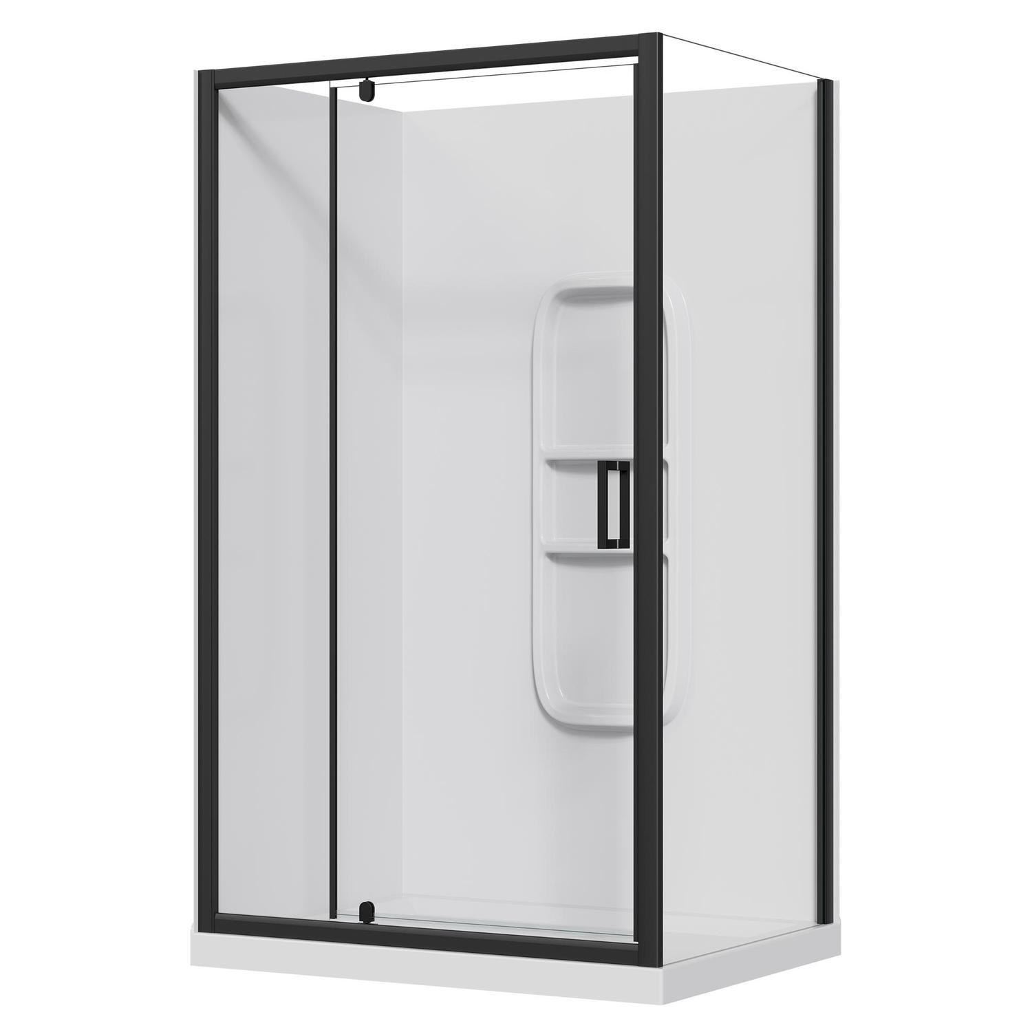 2 Sided Side Mould Acrylic Shower LH 1200 x 900 x 2015mm Black