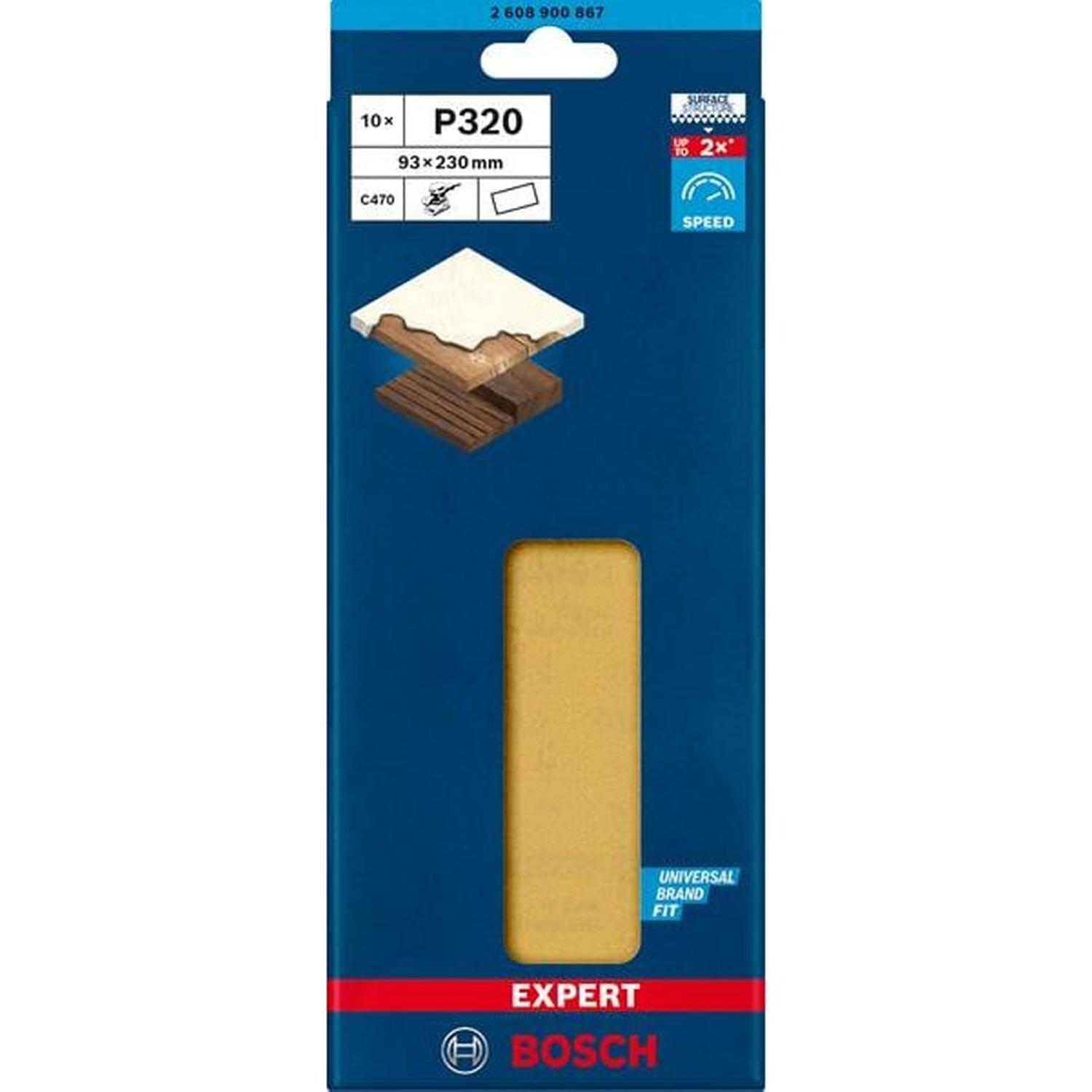 C470 Sandpaper with no holes for Orbital Sanders 93 x 230 mm, G 320 10-pc 93 x 230