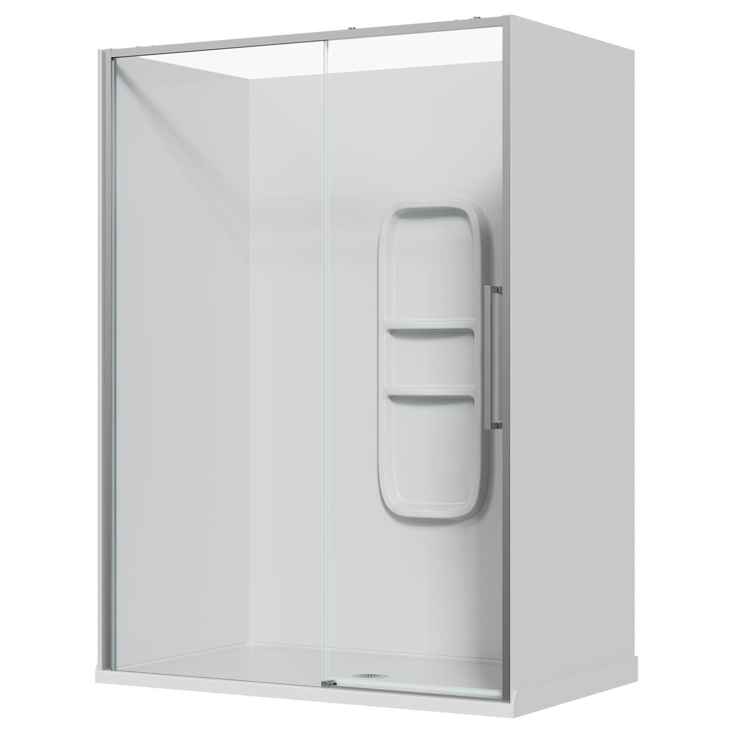 Alcove Frameless Sliding Side Mould Acrylic Shower 1500 x 915 x 2040mm Chrome