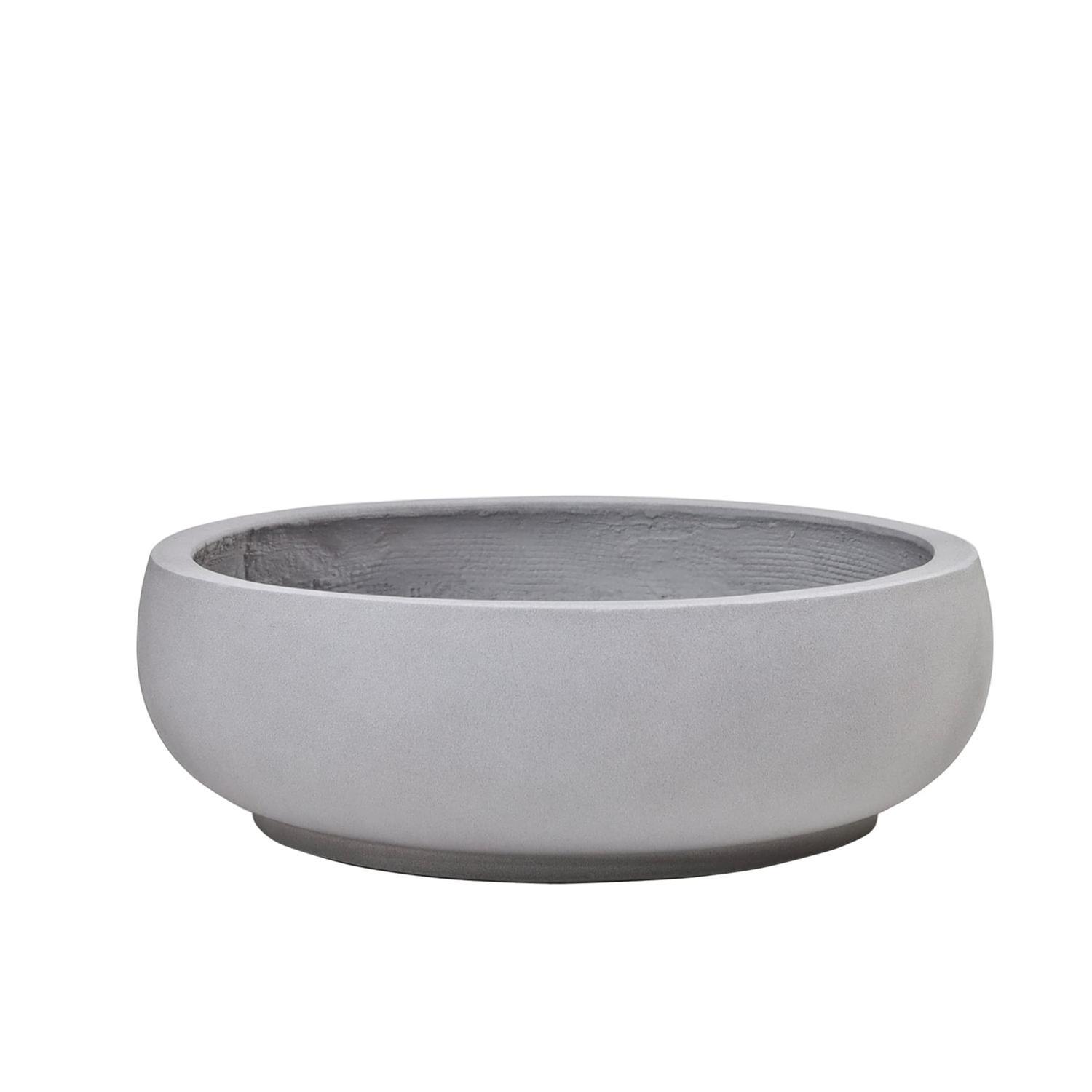 Cement Low Planter Bowl 36cm Grey