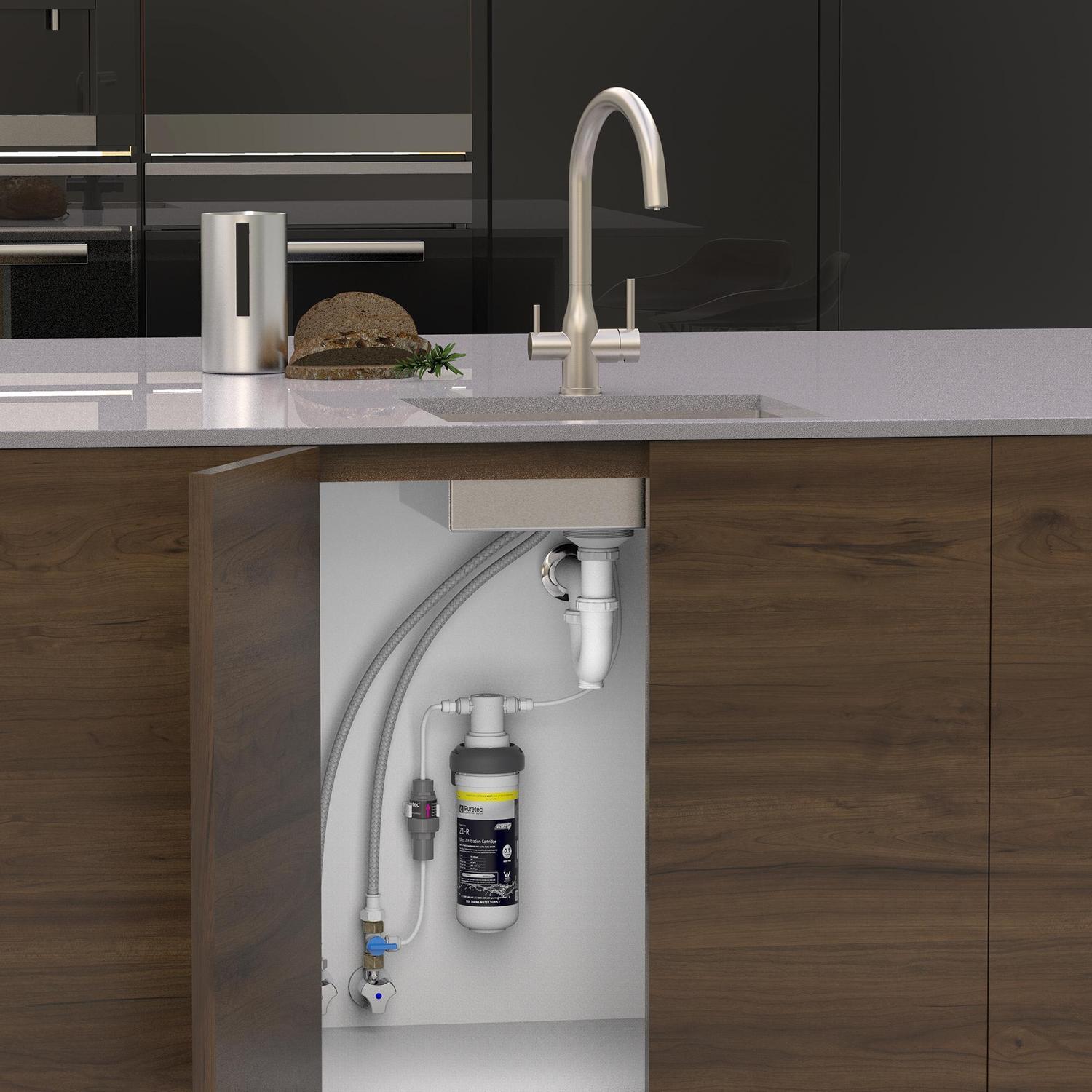 Elite E10 Gooseneck Water Filter Kit  Brushed Nickle