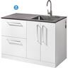 RH Laundry Station with 2 Drawer and 2 Door Cupboard 1300mm White and Slate Grey 1300mm White