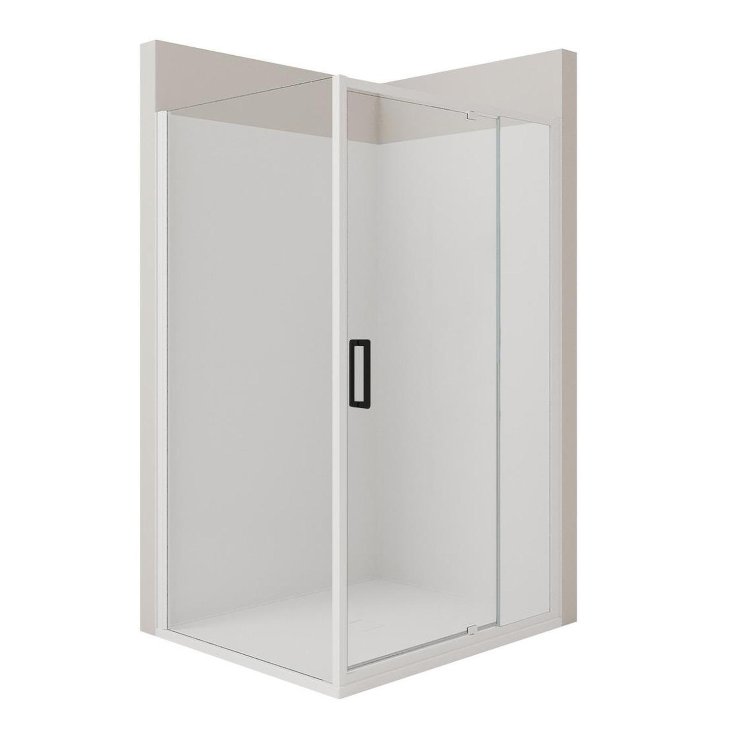 Right Hand 2 Side Flat Wall Shower 1200 x 900mm Matte Black