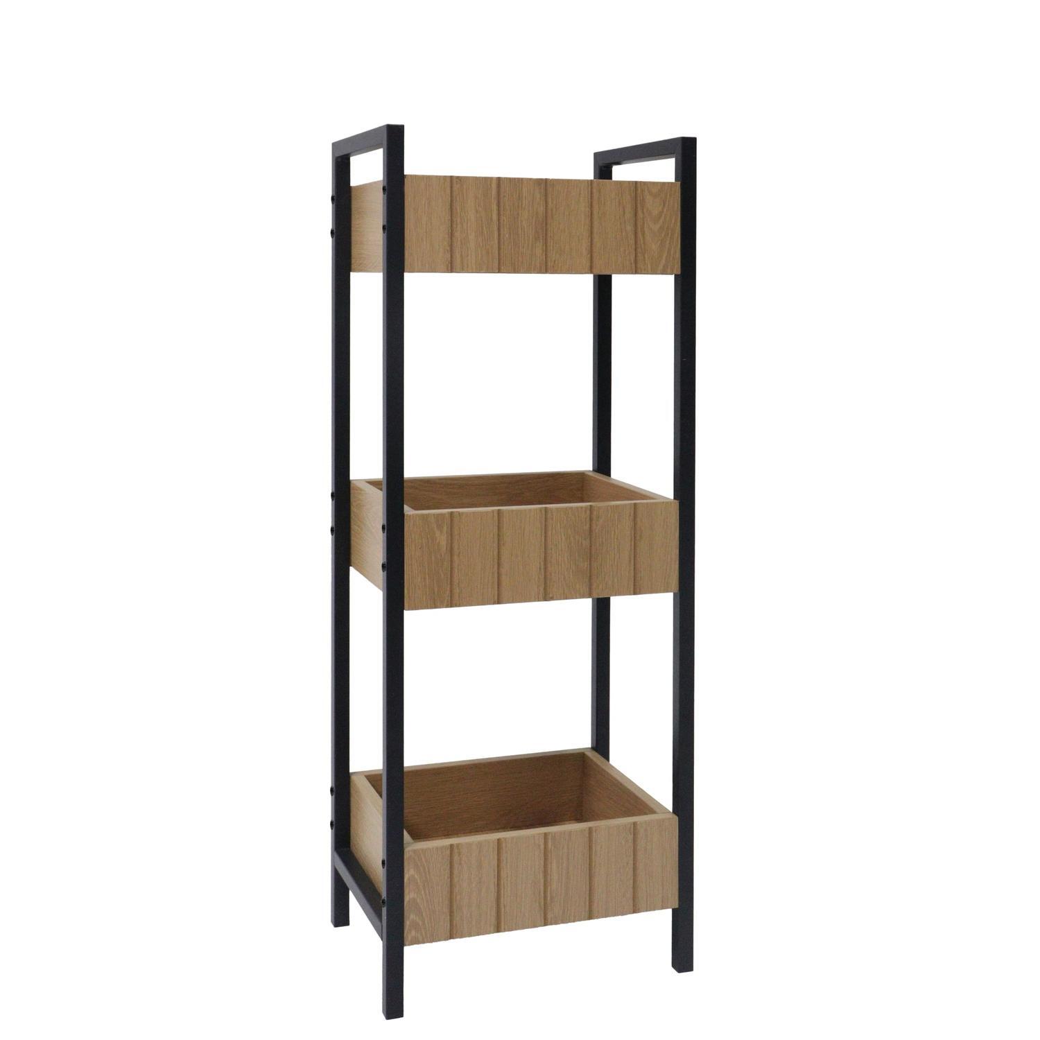 3 Shelf Bathroom Cabinet H:740 x W:280 x D:200mm Oak & Black