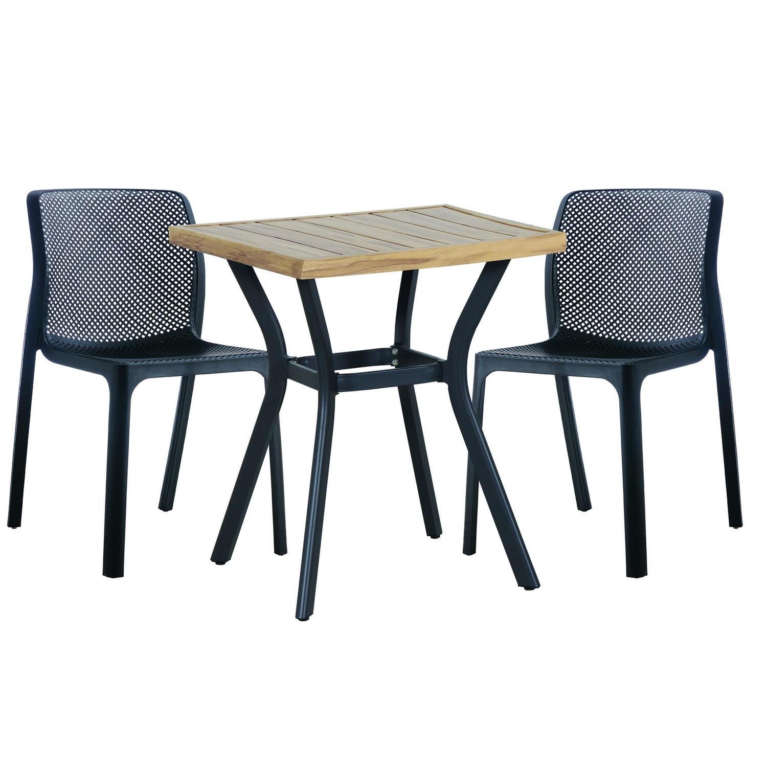 Outdoor Dining Setting 3 Piece Vivid Bistro Chair Charcoal