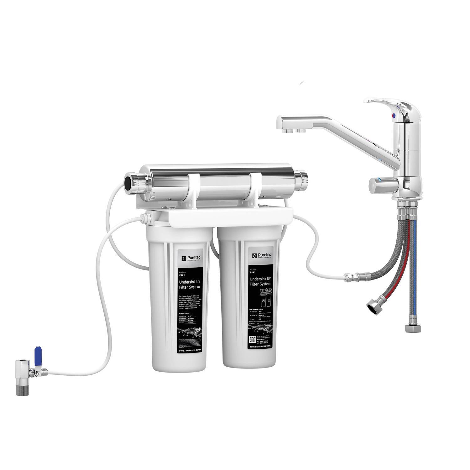 Dual T2 UV Water Filter Kit  Chrome