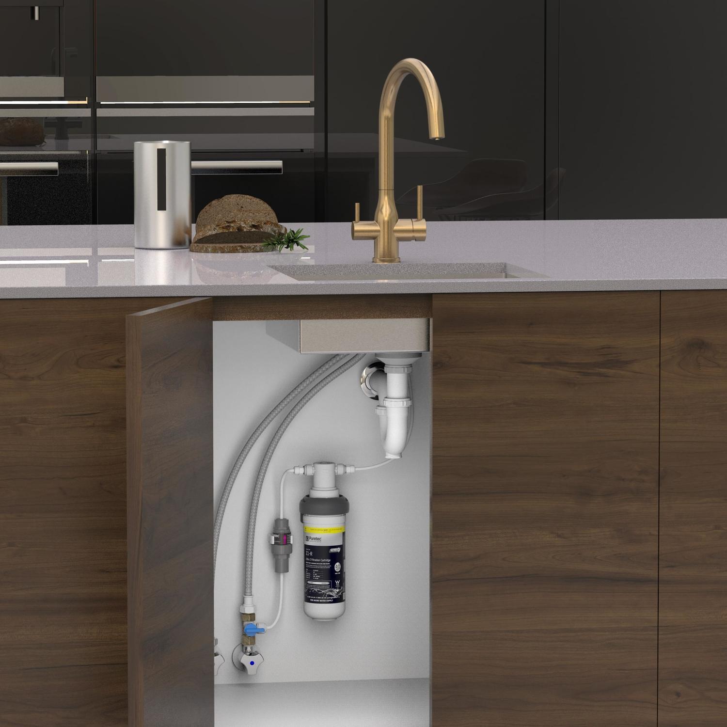 Elite E10 Gooseneck Water Filter Kit  Brushed Gold