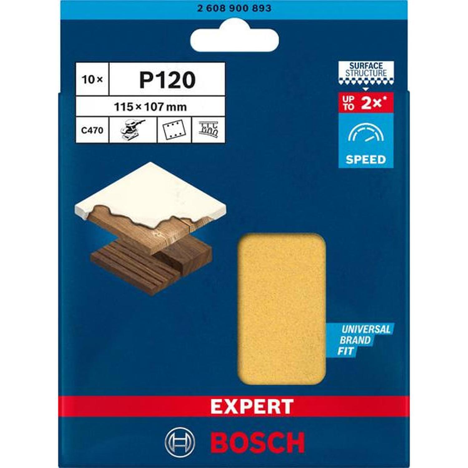 C470 Sandpaper with 6 holes for Orbital Sanders 115 x 107 mm, G 120 10-pc 115x107mm