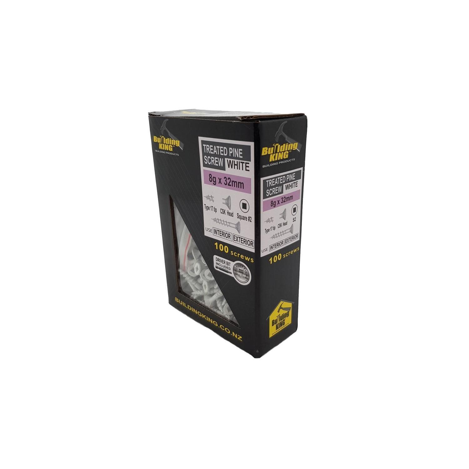 Treated Pine Screws 8g x 32 Ruspert Coated White