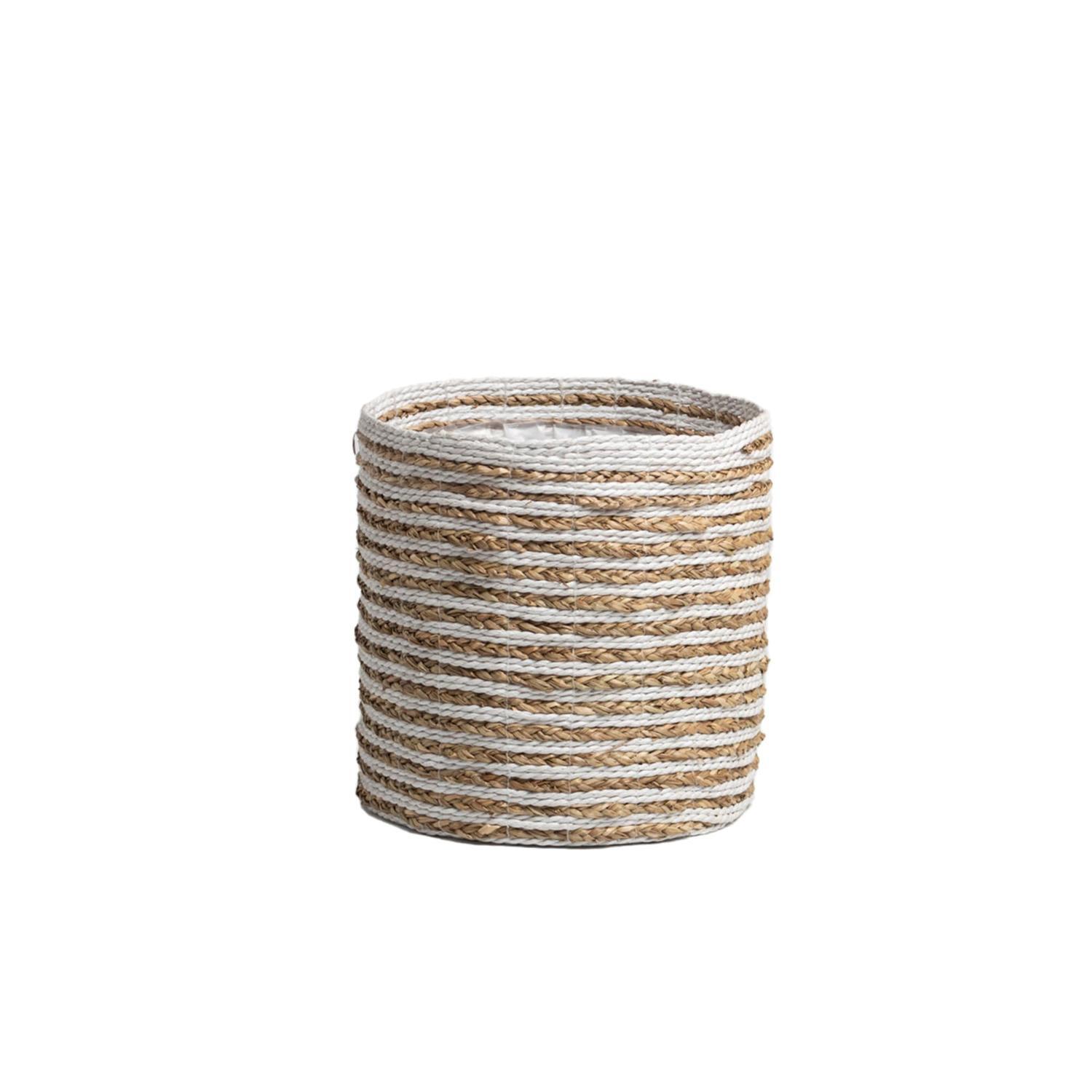 Indoor Seagrass Planter Pot White