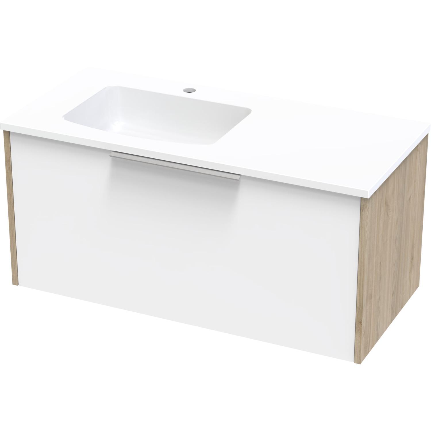 Nikau Grove 1000 Left Hand Bowl Single Drawer Ultra Gloss White/Colour