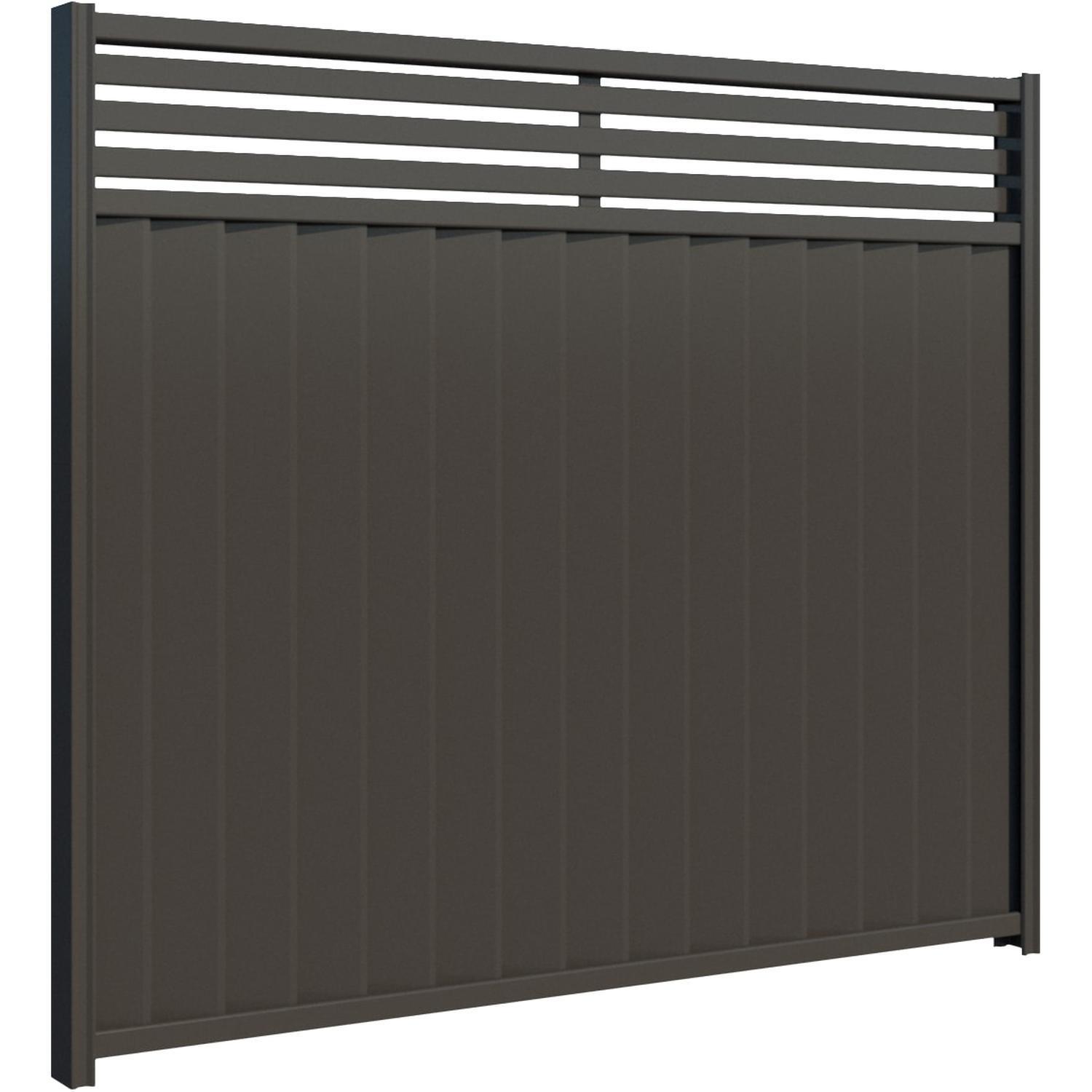 ColourWall Slat-Top Fence Panel H: 1800mm x W: 2380mm Slate Grey