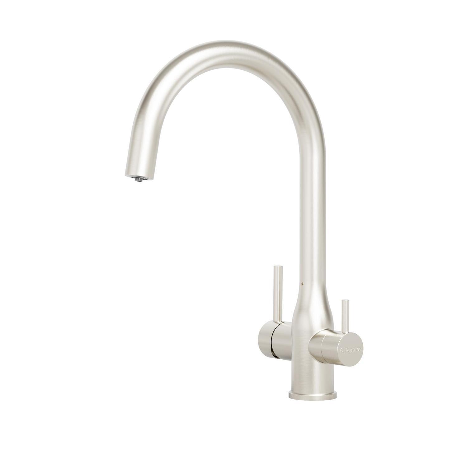 Elite 3-In-1 Gooseneck Water Filter Sink Mixer  Brushed Nickle