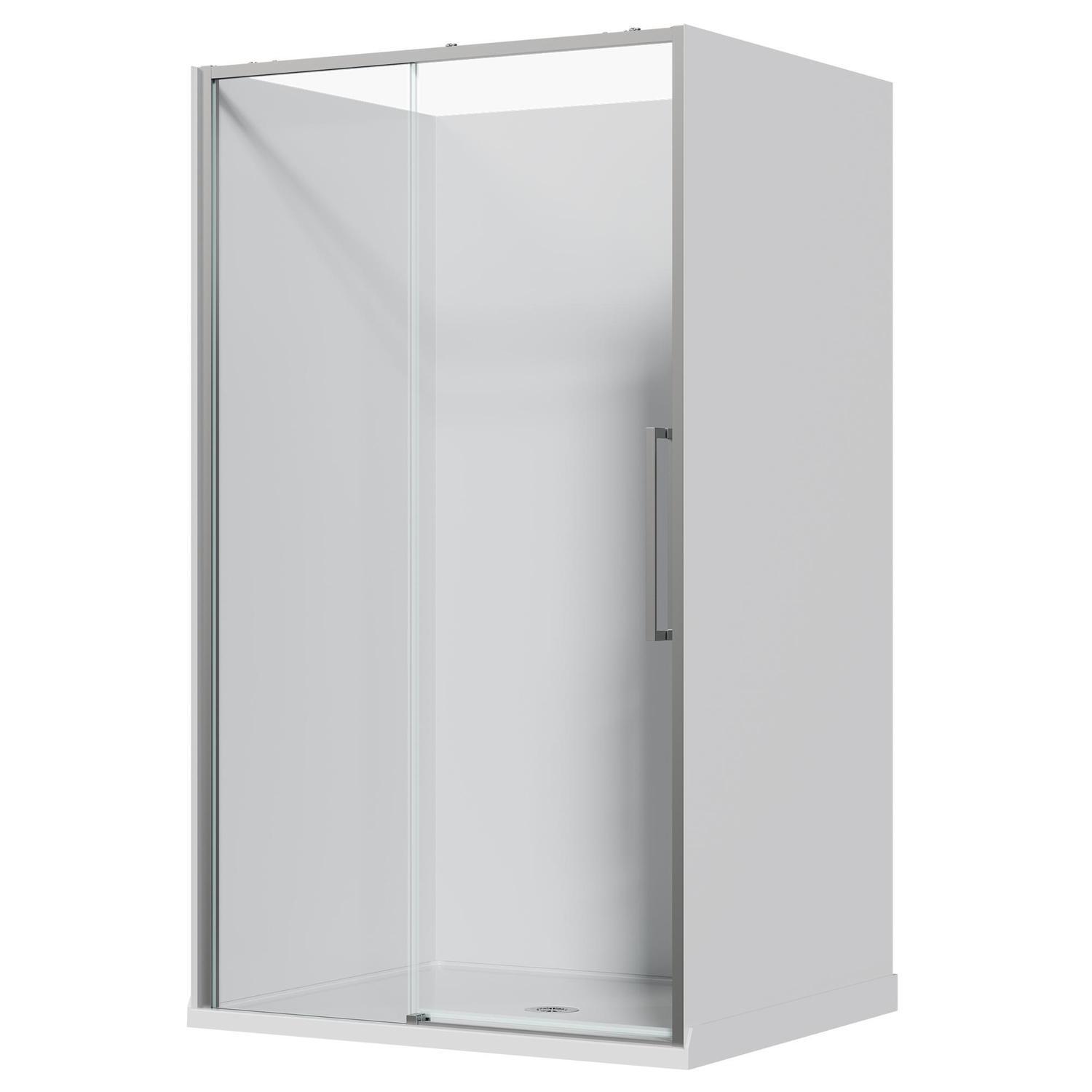Alcove Frameless Sliding Flat Wall Acrylic Shower 1200 x 1000 x 2040mm Chrome