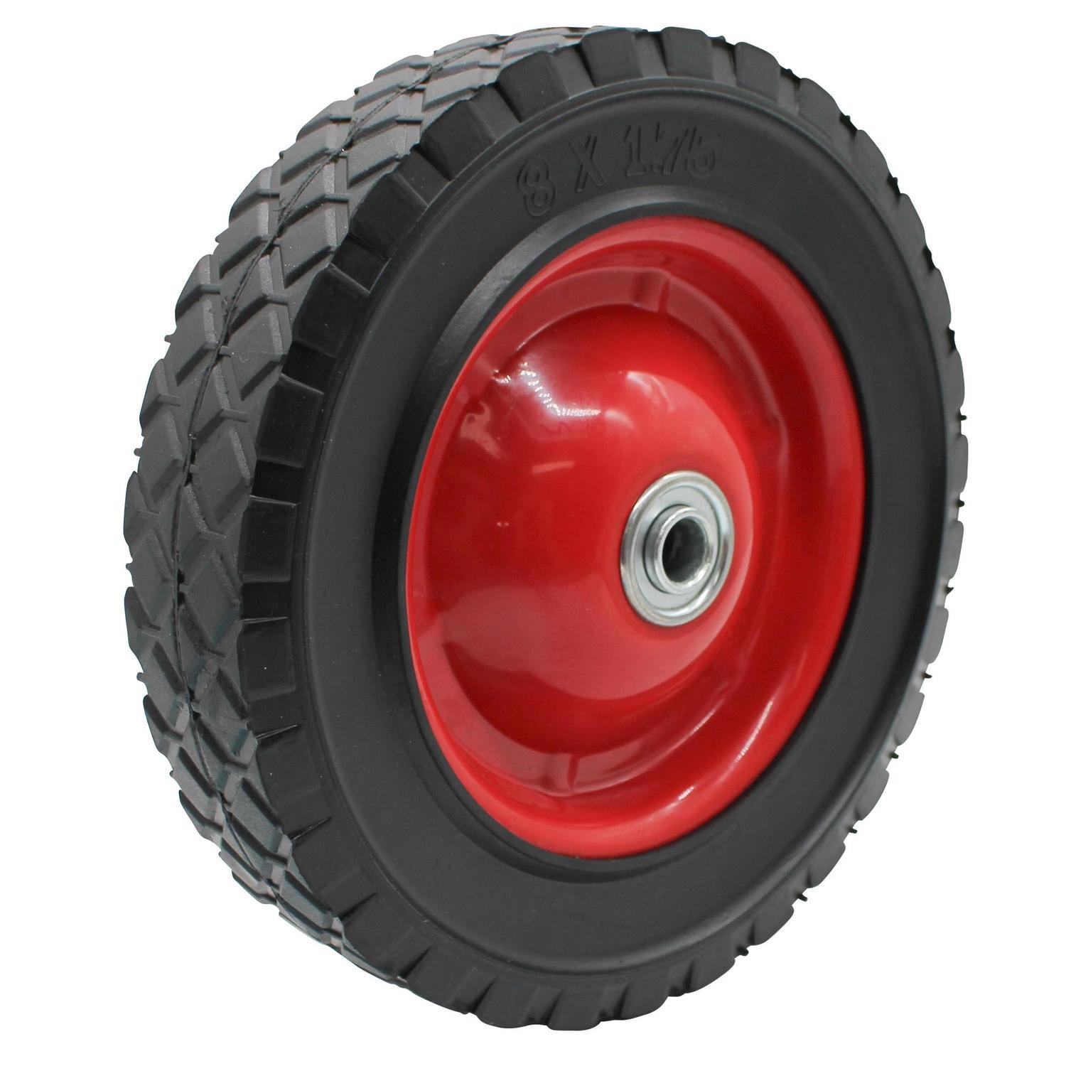 Rubber Tyred Steel Centered Wheel  200mm Red