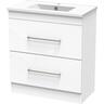 Cashmere Slim Double Drawer Floor Standing Vanity H: 856mm, W: 740mm, D: 380mm Ultra Gloss White