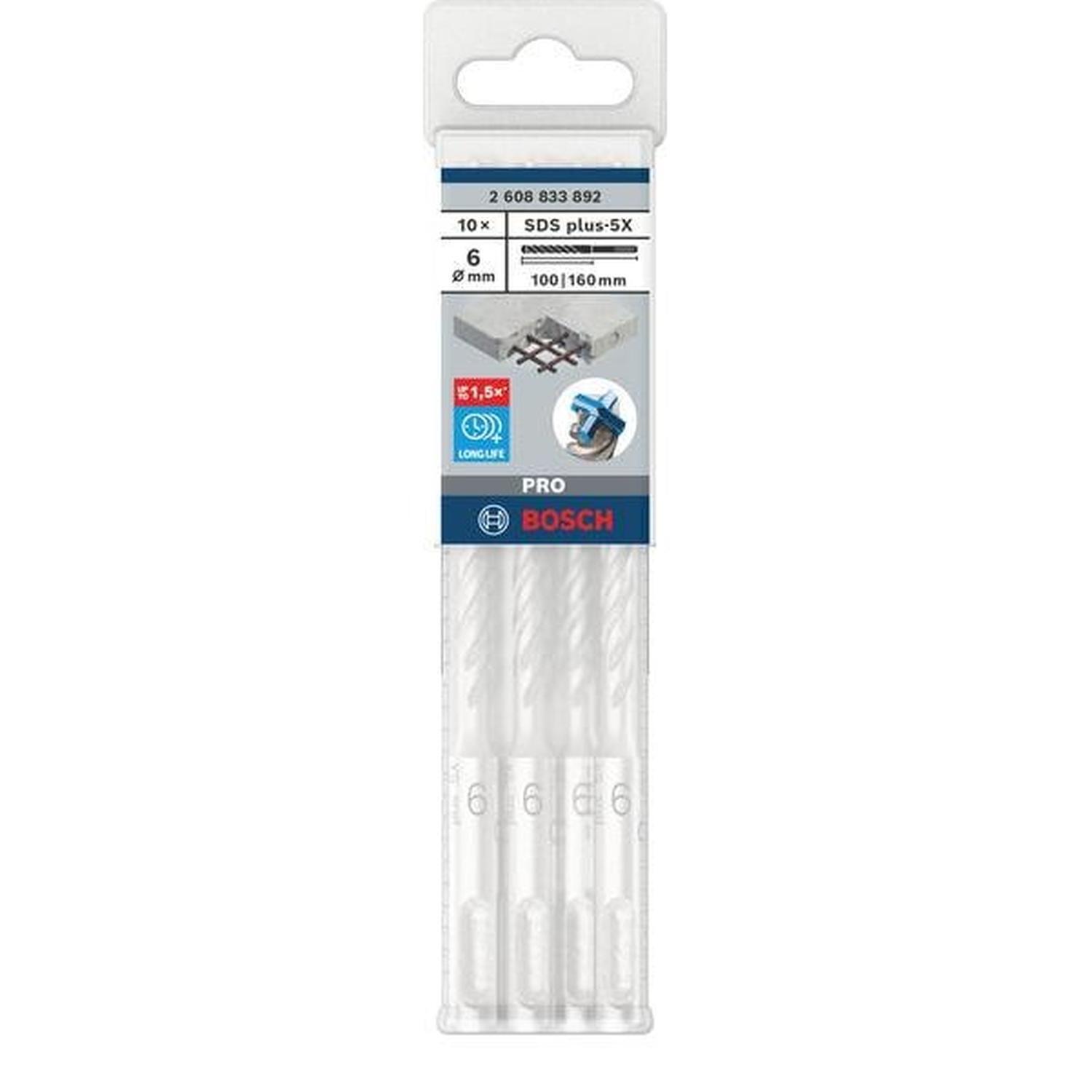 SDS Plus-5X Drill Bit 10PC 6 x 100 x 160mm