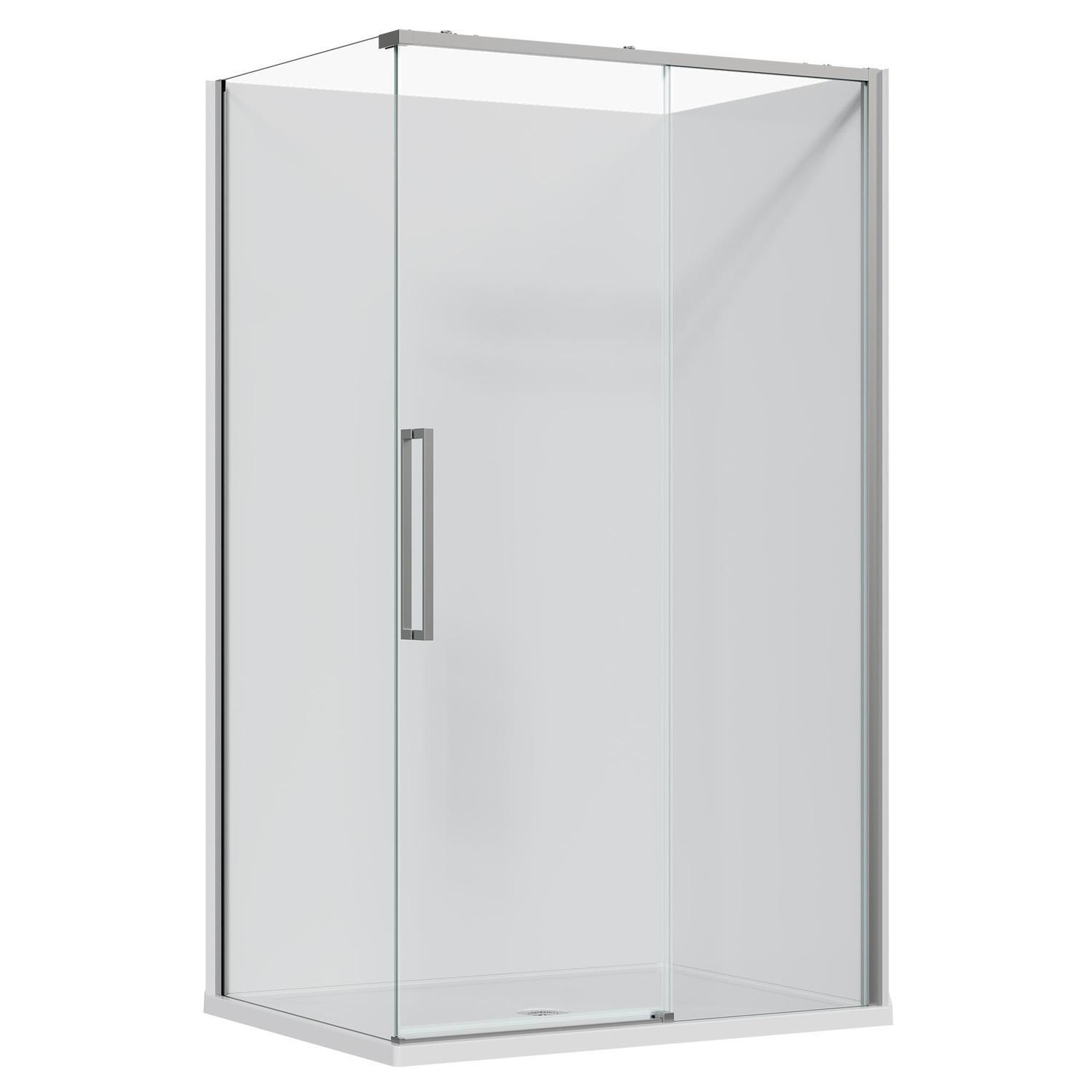 2 Sided Frameless Sliding Flat Wall Acrylic Shower RH 1200 x 915 x 2040mm Chrome