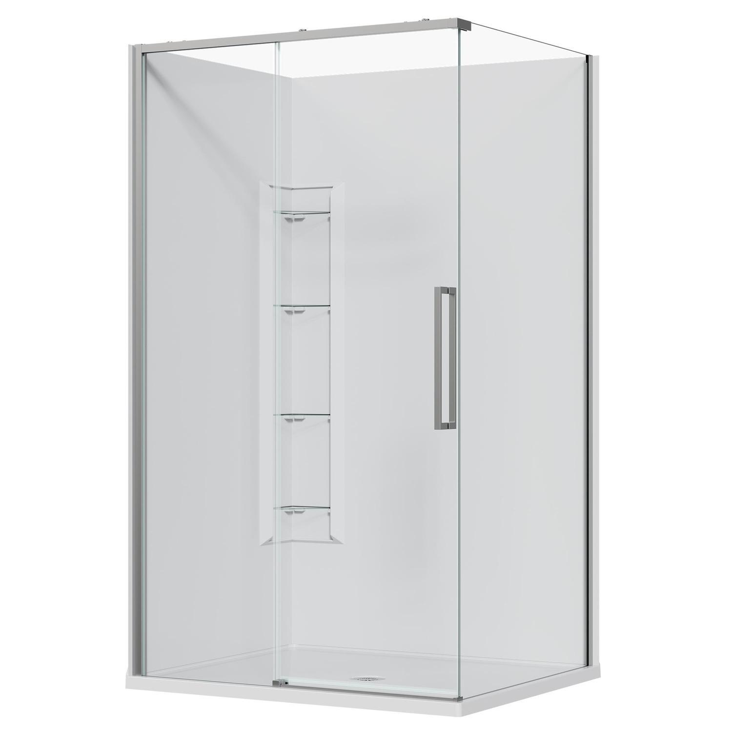 2 Sided Frameless Sliding Corner Mould Acrylic Shower LH 1200 x 1000 x 2040mm Chrome