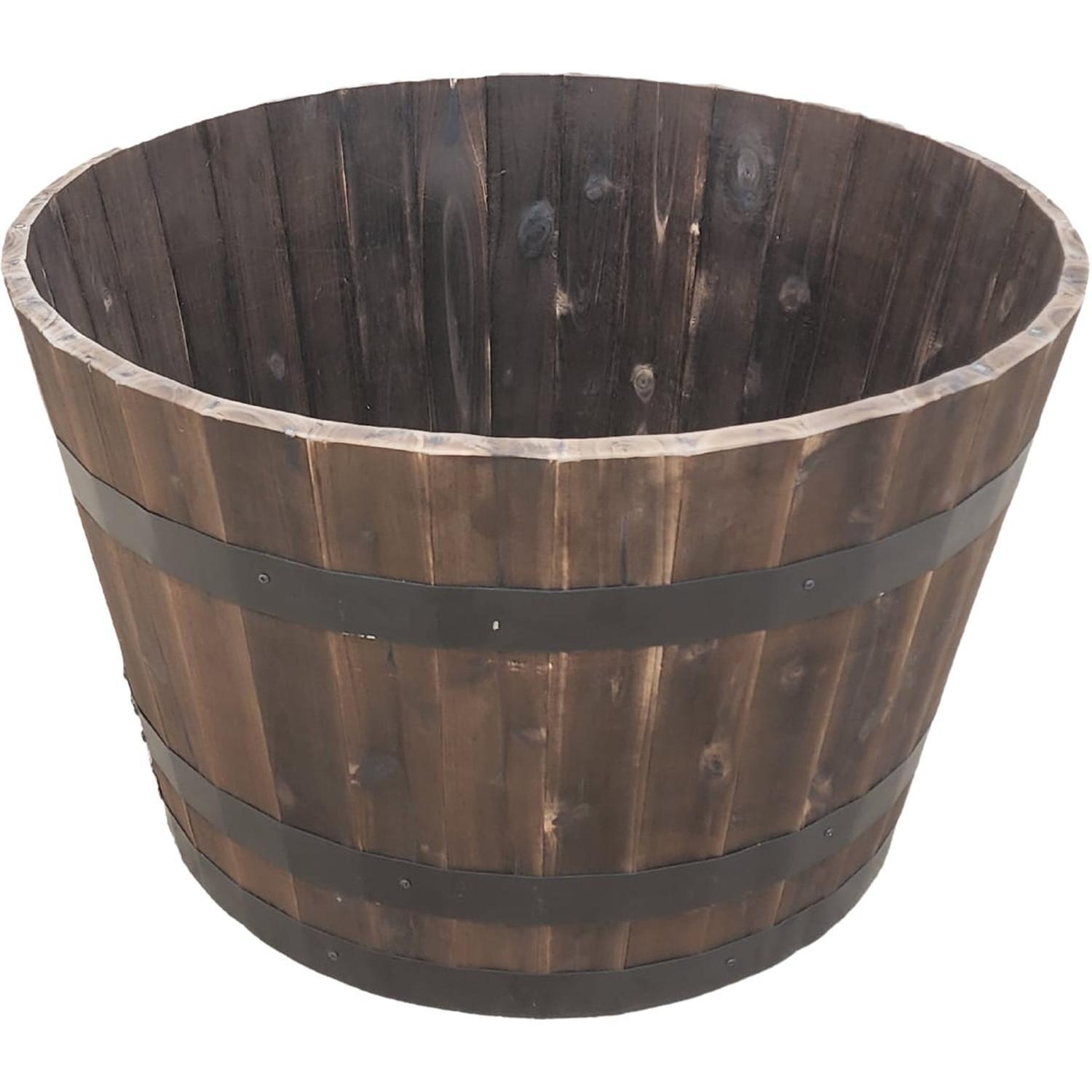 Round Acacia Wooden Barrel