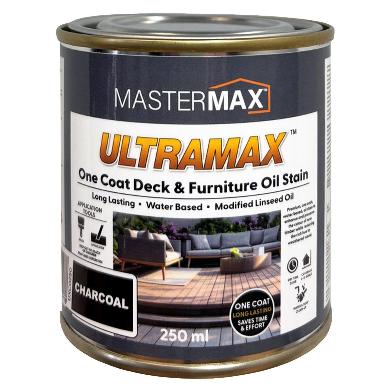 Ultramax One Coat Water Based Deck & Furniture Oil Stain 250ml Charcoal