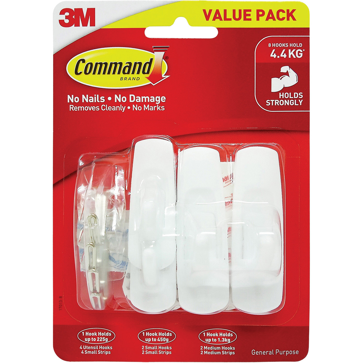 General Purpose Hooks 8 Pack White & Clear