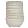 Tall Round Ribbed Resin Pot M Cream