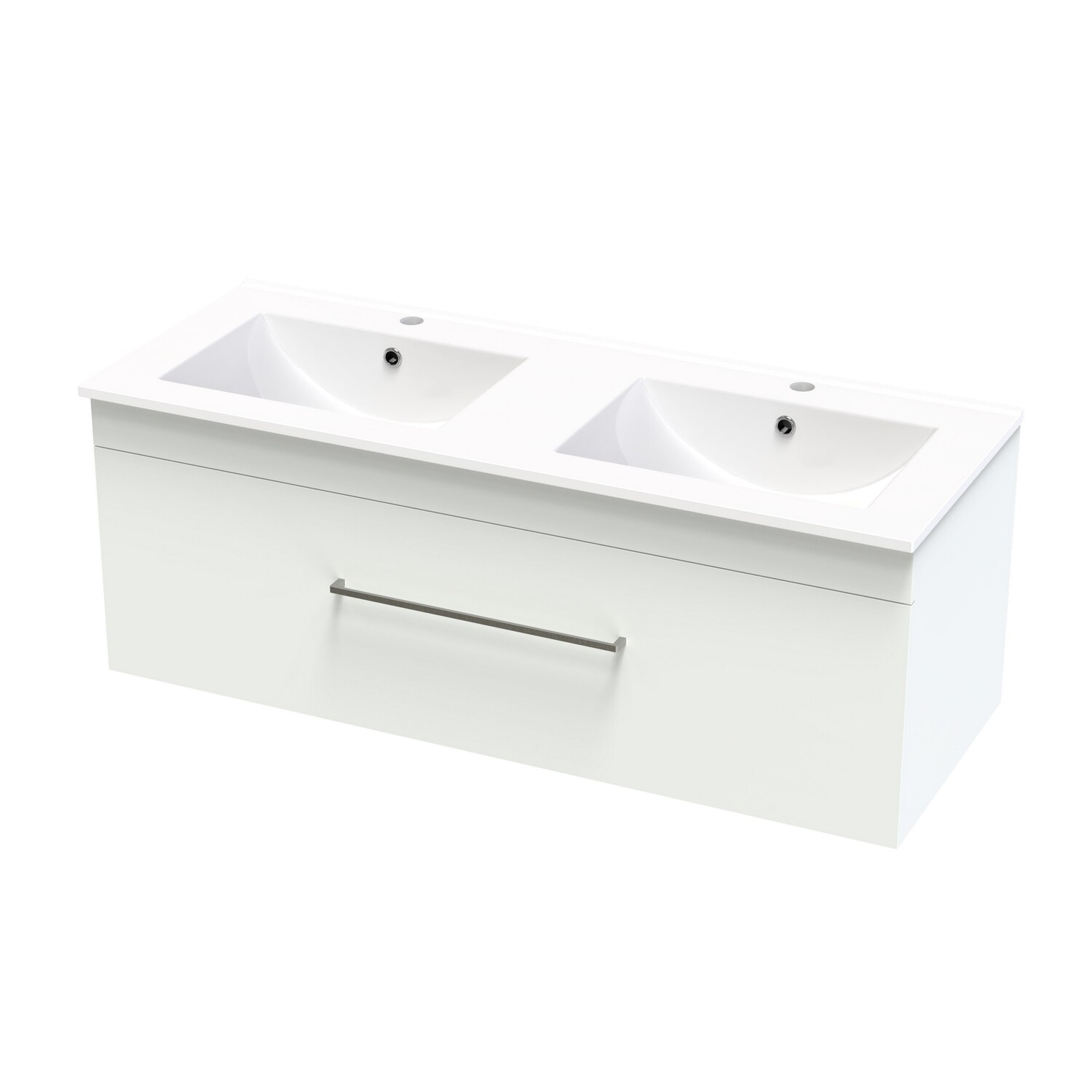 Cashmere Single Drawer Double Bowl Wall Hung Vanity