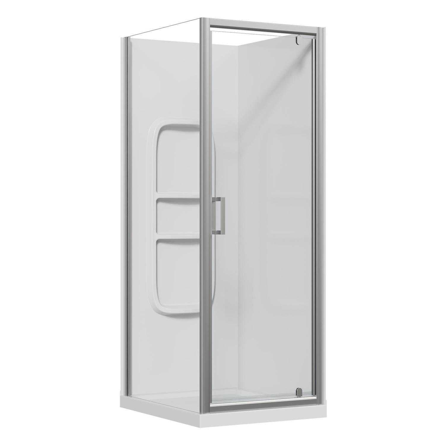 2 Sided Side Mould Acrylic Shower RH 750 x 900 x 2015mm Chrome