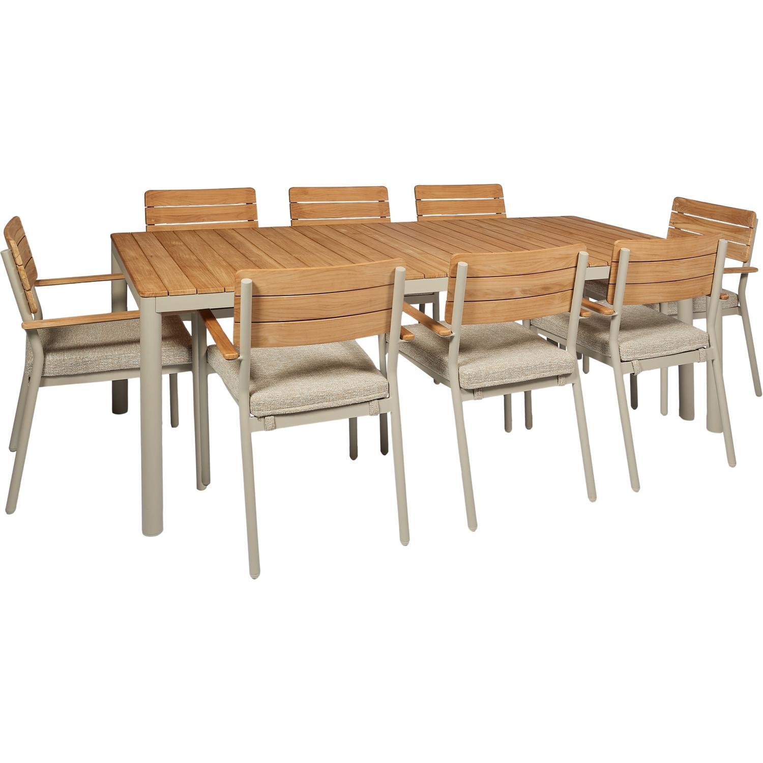 Outdoor Dining Setting with Teak Chairs 9 Piece