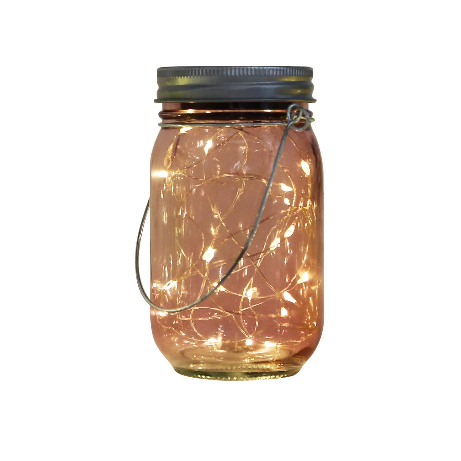 Hanging Glass Jar Dia 7.7 x H 13.5cm   Solar powered Warm white