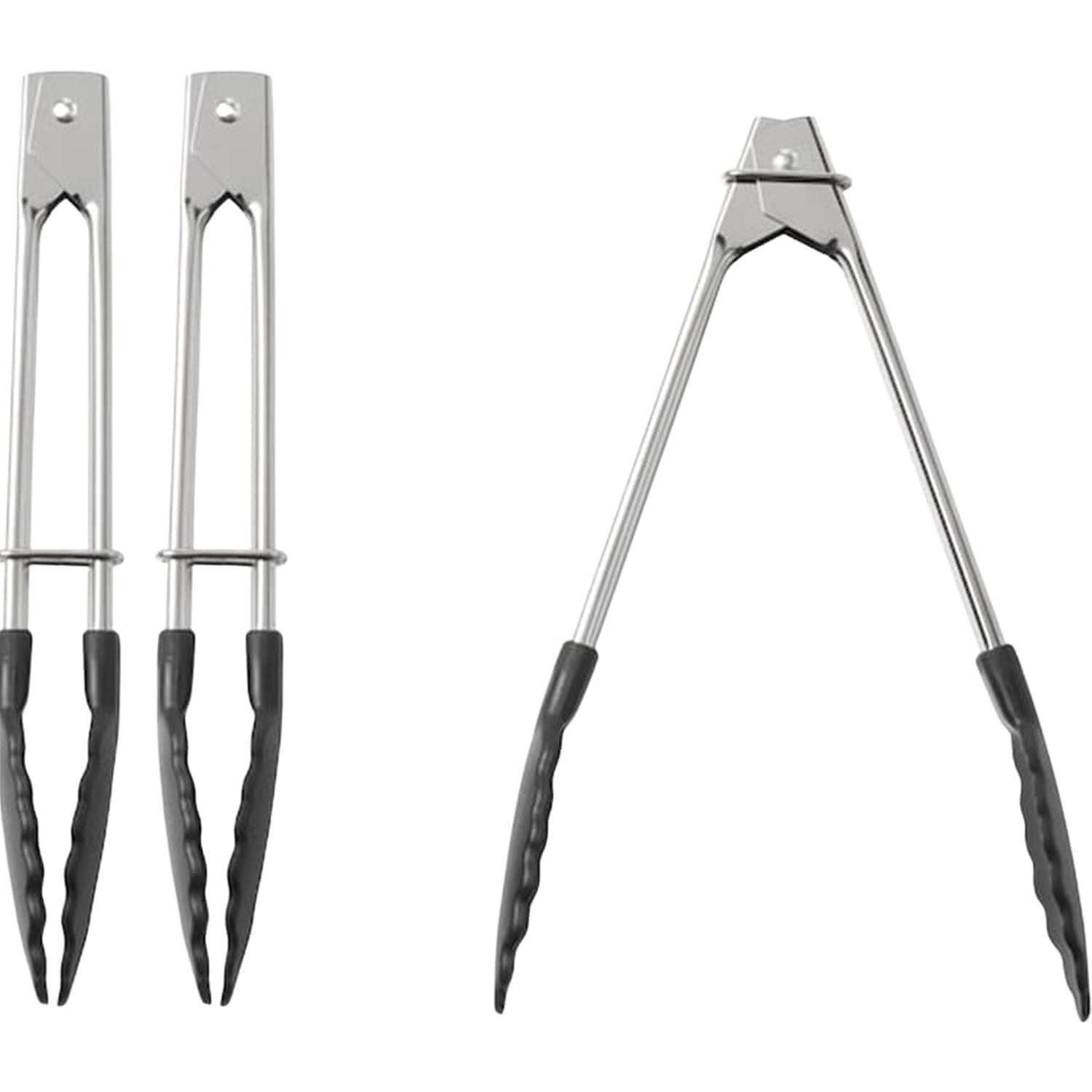 BBQ RUBBER SERVING TONGS 24W x 177L x 35H Black