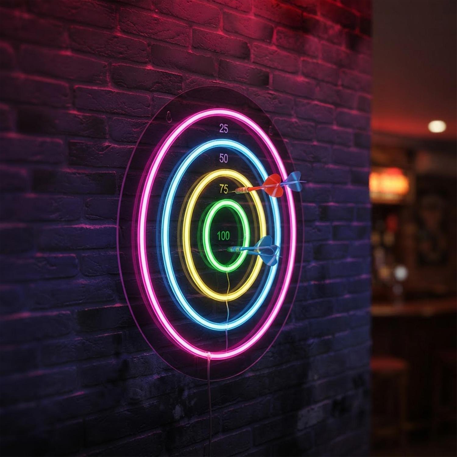 40cm Neon Light Dart Board Target