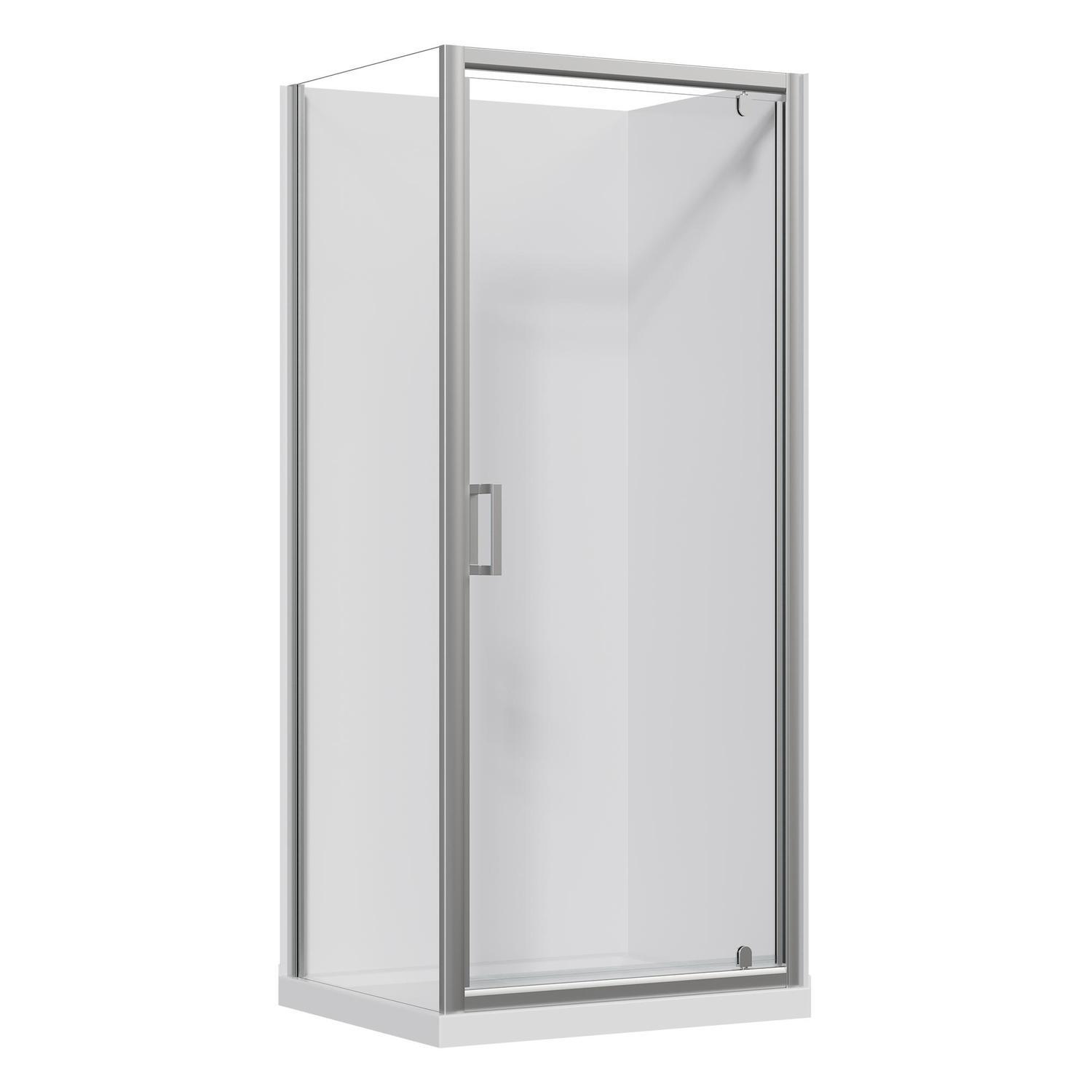 2 Sided Flat Wall Acrylic Shower RH 900 x 750 x 2015mm Chrome
