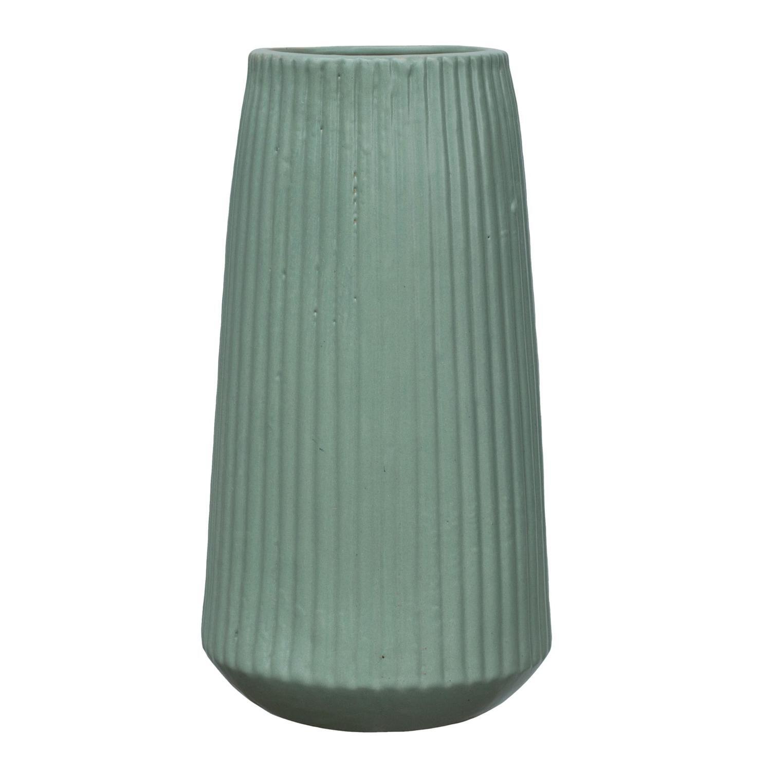 Ceramic Ribbed Vase Sage