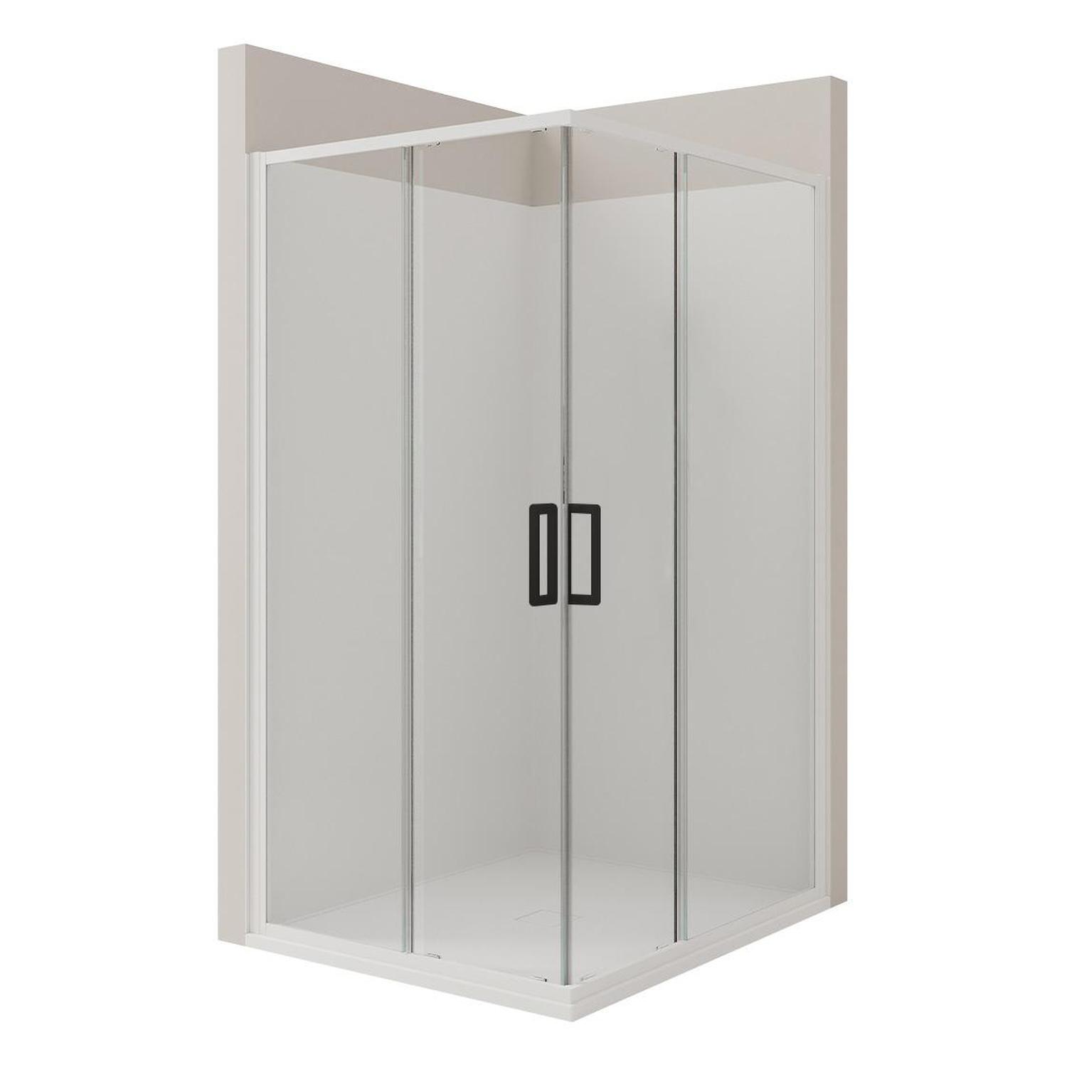 Right Hand 2 Side Tiled Wall Shower 1200 x 900mm Matte Black