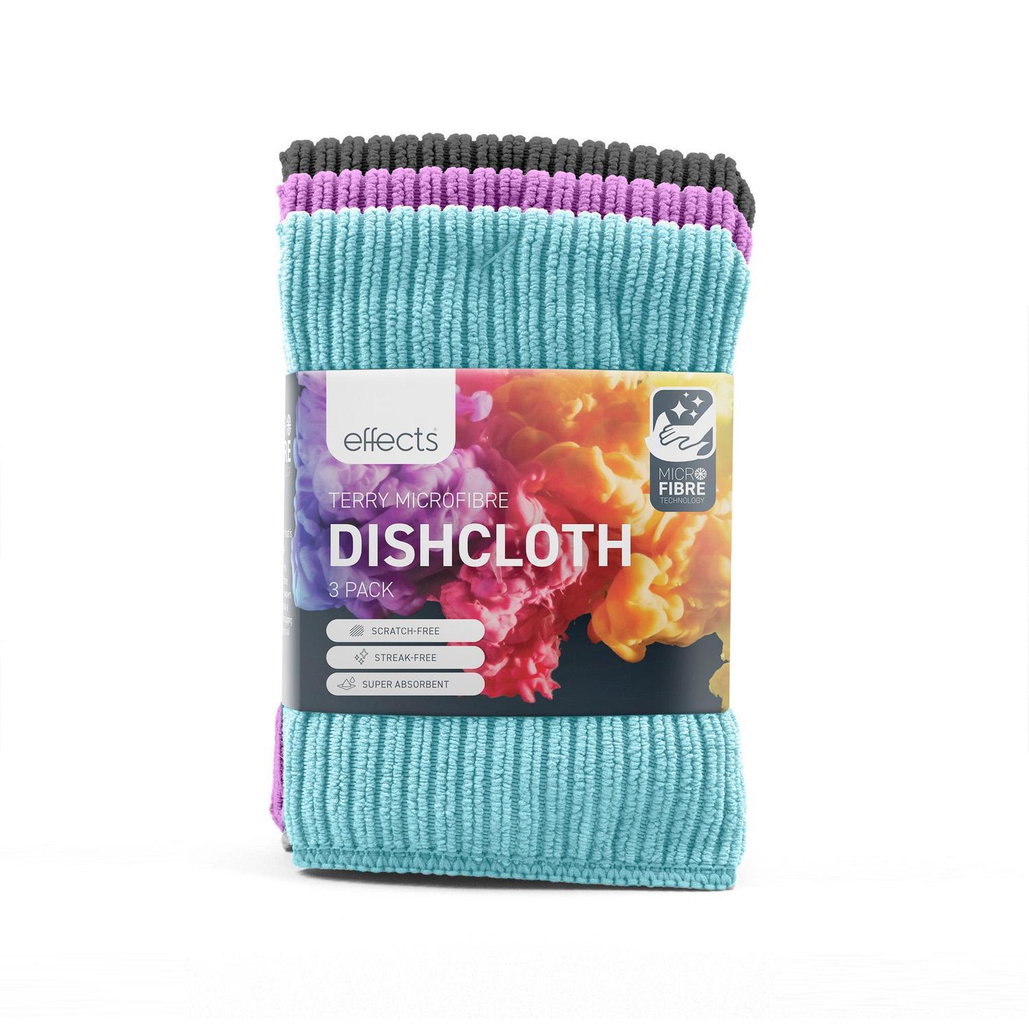 Microfibre Terry Dishcloth 3 Pack 30 x 30cm Assorted Colours