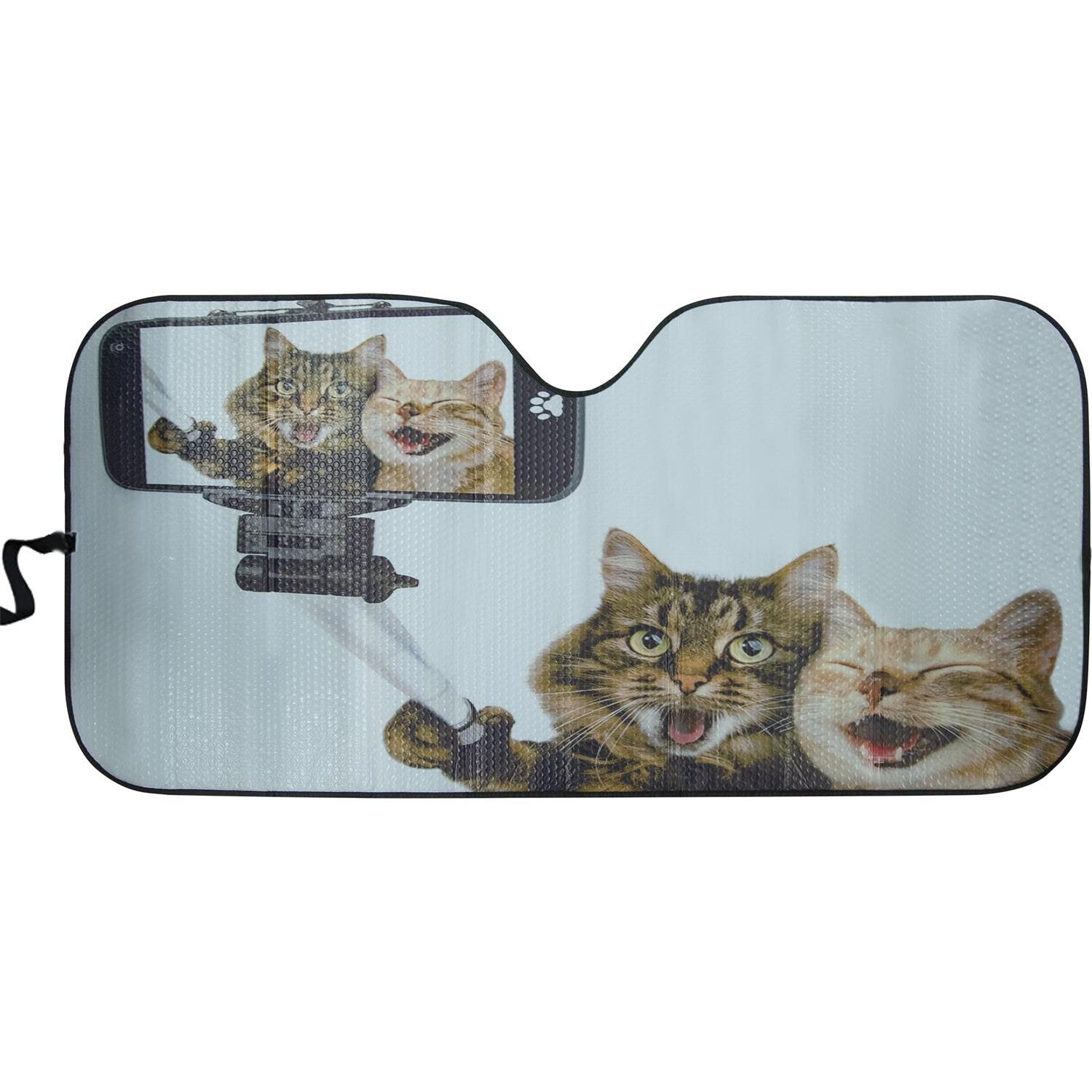 Car Sunshade Selfie Cats