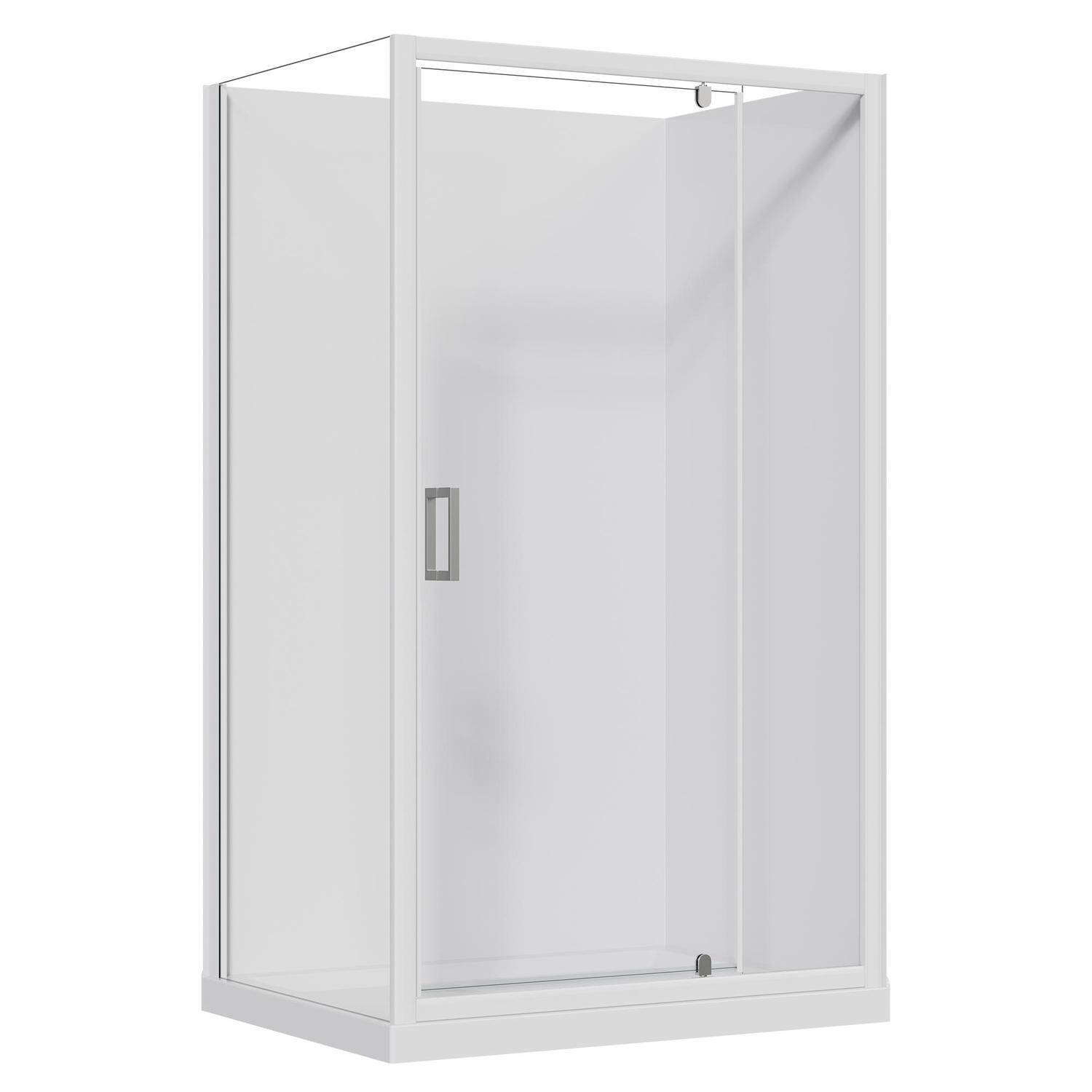 2 Sided Flat Wall Acrylic Shower RH 1200 x 900 x 2015mm White